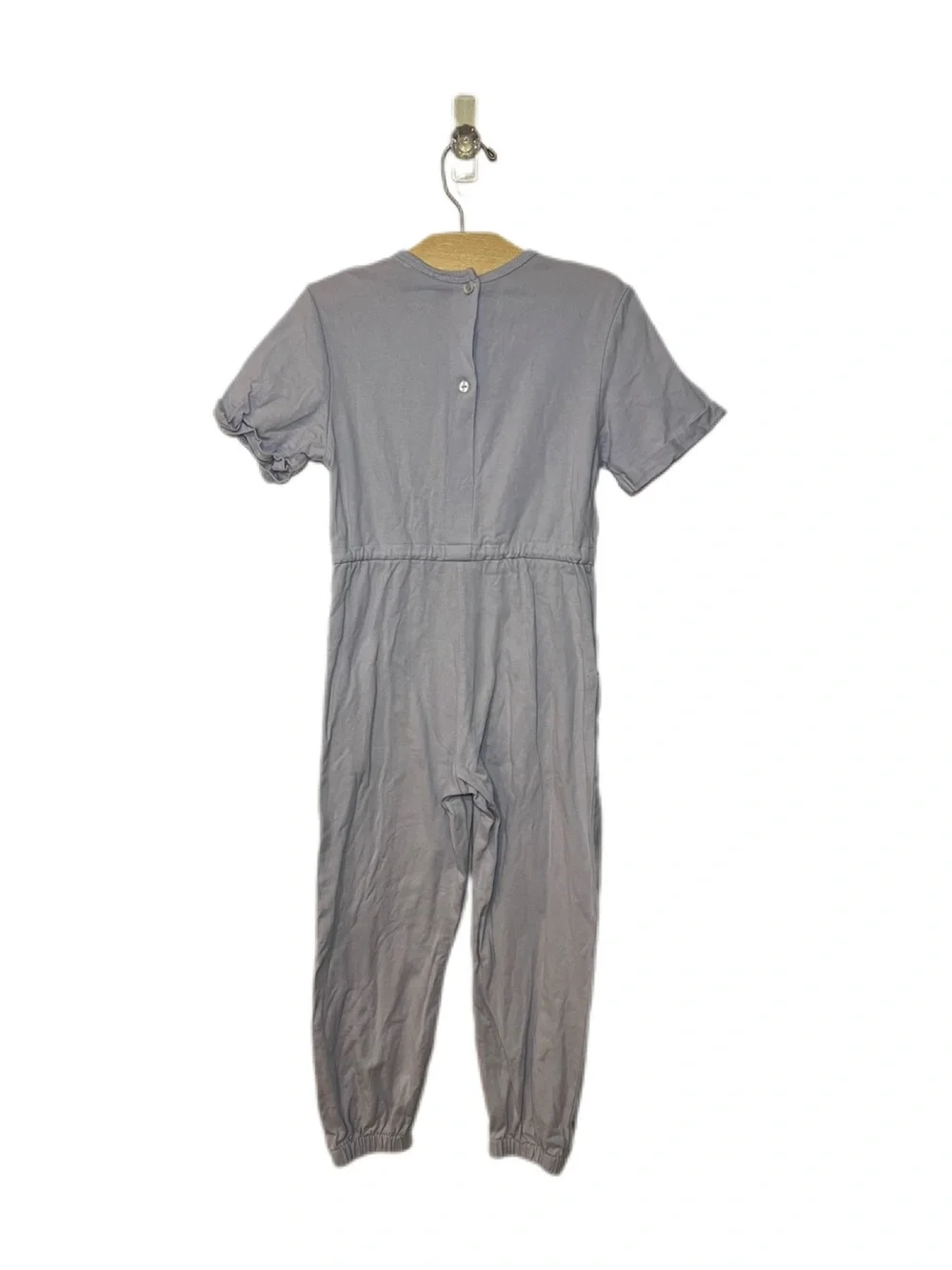 Zara Girls Size 7 Light Blue One-Piece Short Sleeve Jumpsuit with Drawstring